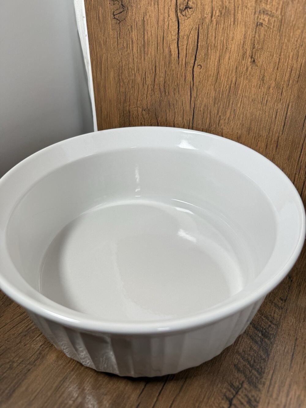 Corning Ware 2.5 Qt Souffle Casserole Dish French White Glass No Lid
